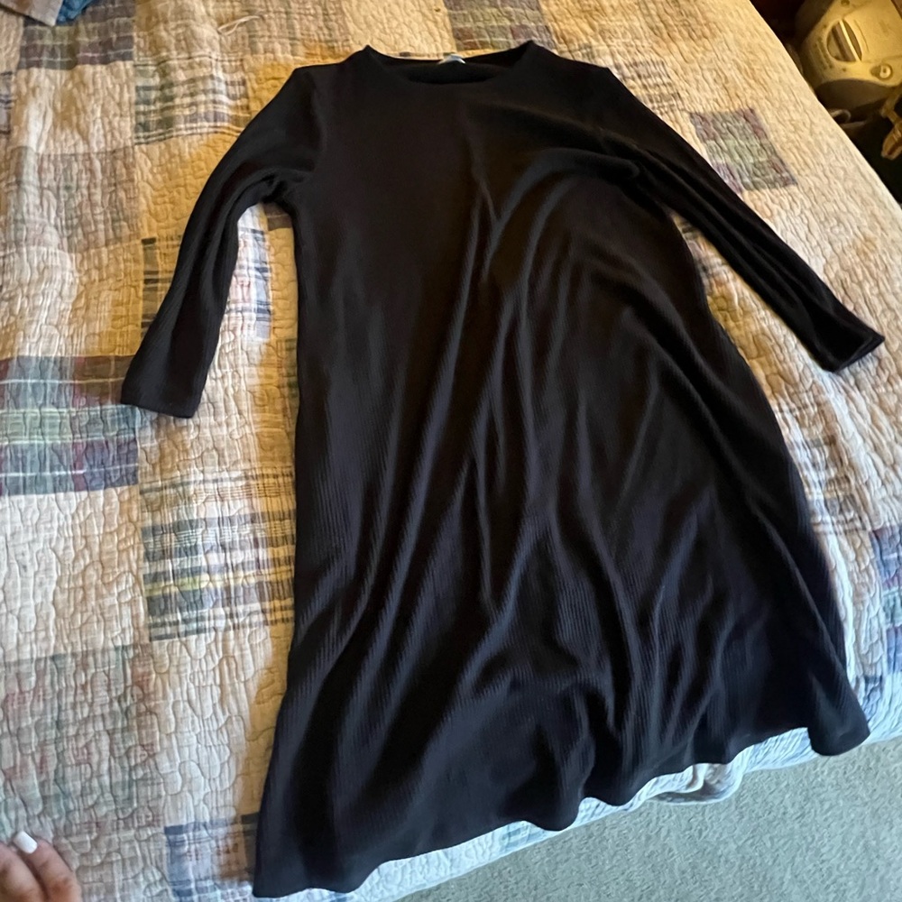Time & Tru Black Mid Sleeve Dress
